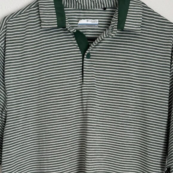 Columbia Golf Men's Medium Shiet Performance Green Striped - Picture 1 of 8